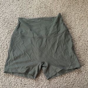 Gymshark High-Waist Olive Green Ribbed Women’s Shorts